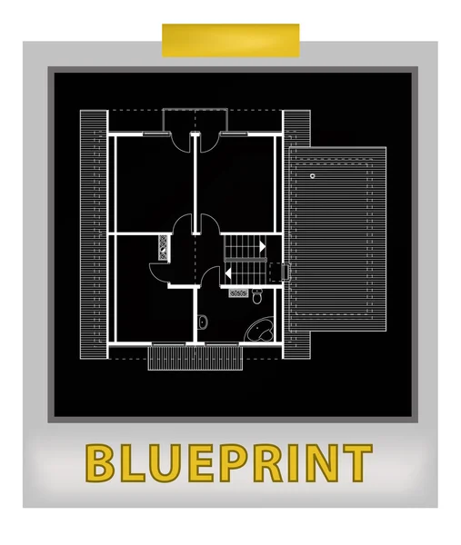 Photo frame with blueprint — Stock Vector