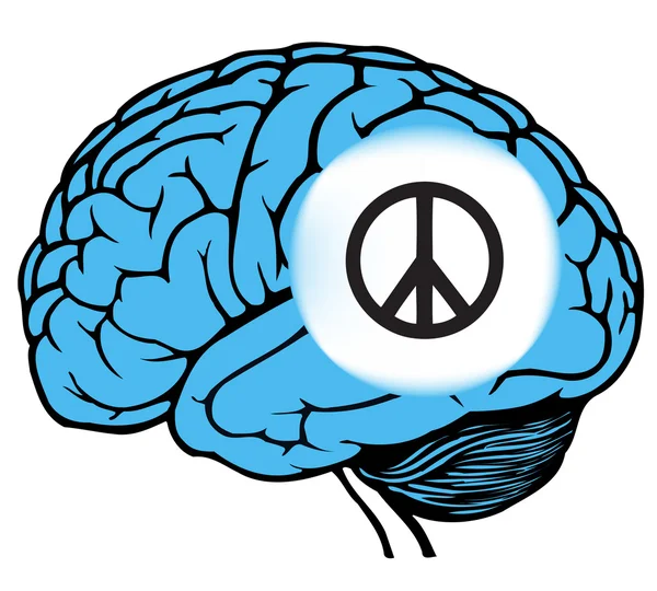 Koyu ve açık mavi insan beyni işareti ile — Stok Vektör