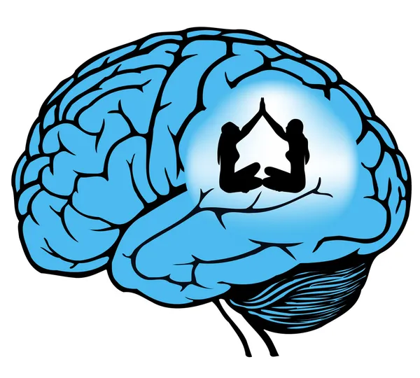 Человеческий мозг с силуэтами — стоковый вектор