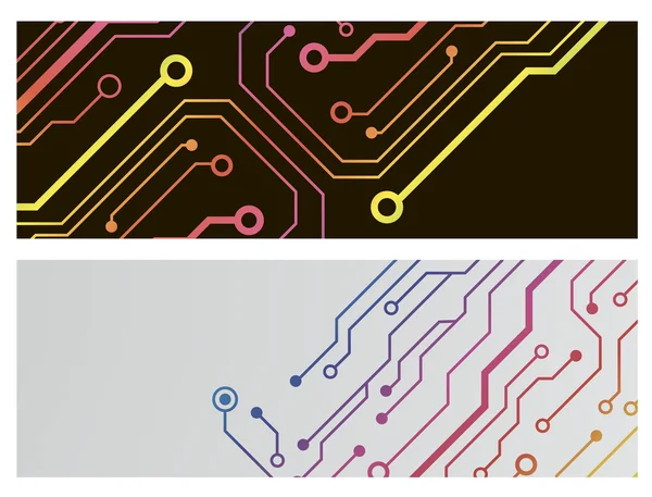 Banners web de circuito techno. Ilustración vectorial EPS10 — Vector de stock