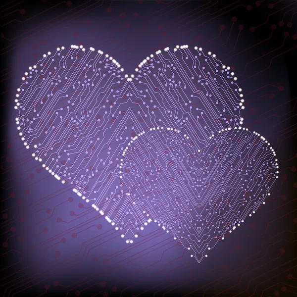 バレンタインデーの回路の心臓。eps10 ベクトル — ストックベクタ