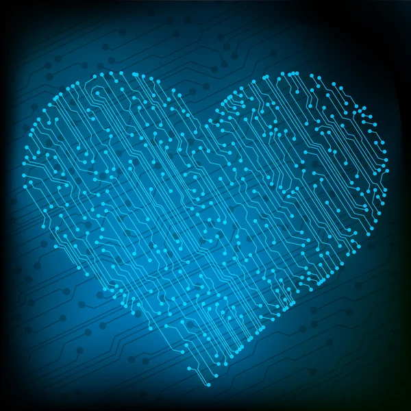 バレンタインデーの回路の心臓。eps10 ベクトル — ストックベクタ