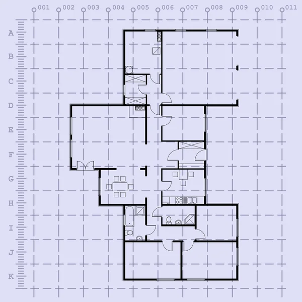 家居规划蓝图背景。矢量图 — 图库矢量图片