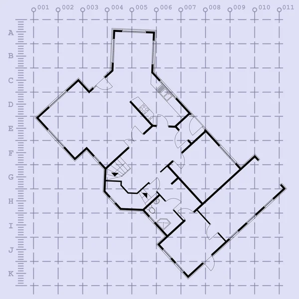 Woningplattegrond blauwdruk achtergrond. vectorillustratie — Stockvector