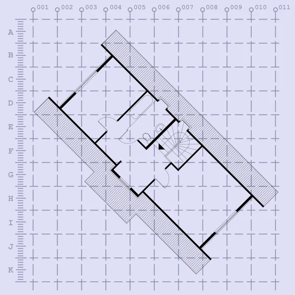 家の計画の青写真の背景。ベクトル イラスト — ストックベクタ