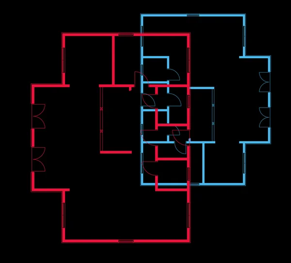 Woningplattegrond blauwdruk achtergrond. vectorillustratie — Stockvector