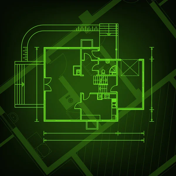 Woningplattegrond blauwdruk achtergrond. vectorillustratie — Stockvector