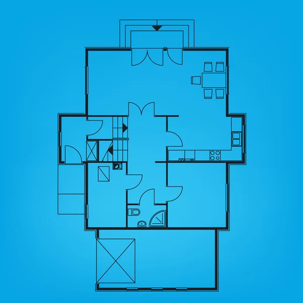 家居规划蓝图背景。矢量图 — 图库矢量图片
