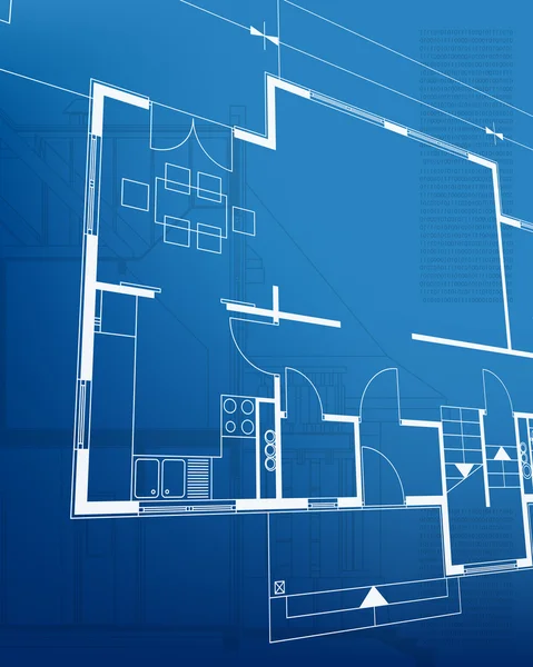 家居规划蓝图背景。矢量图 — 图库矢量图片