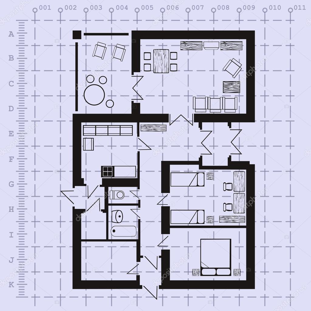 Ev planı plan arka plan. vektör çizim Vektörel çizim ©spiritalex