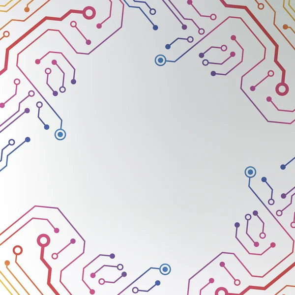Schema del circuito stampato. tecnologia astratta hi-tech tessitura circuito — Vettoriale Stock