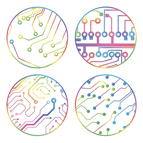 矢量多彩电路圈球一套 — 图库矢量图片