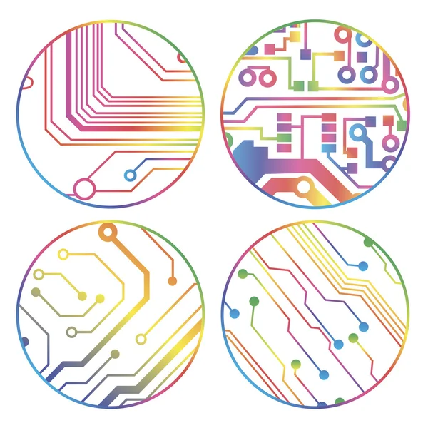 Set of vector colorful circuit circle balls — Stock Vector