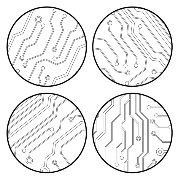 벡터 블랙 회로 원형 볼 세트 — 스톡 벡터