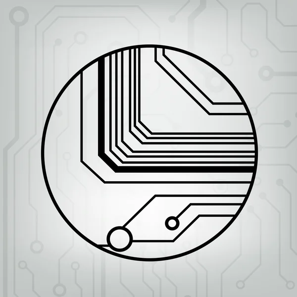 Eps10 vector zwart en grijs circuit cirkel bal achtergrond — Stockvector