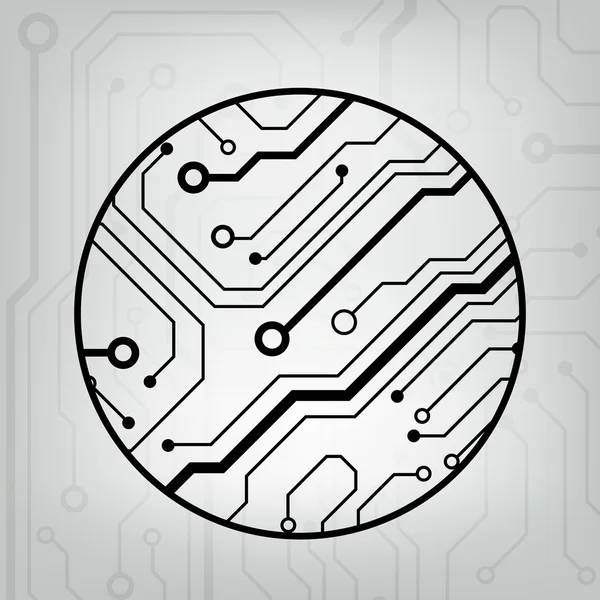 Eps10 vector zwart en grijs circuit cirkel bal achtergrond — Stockvector