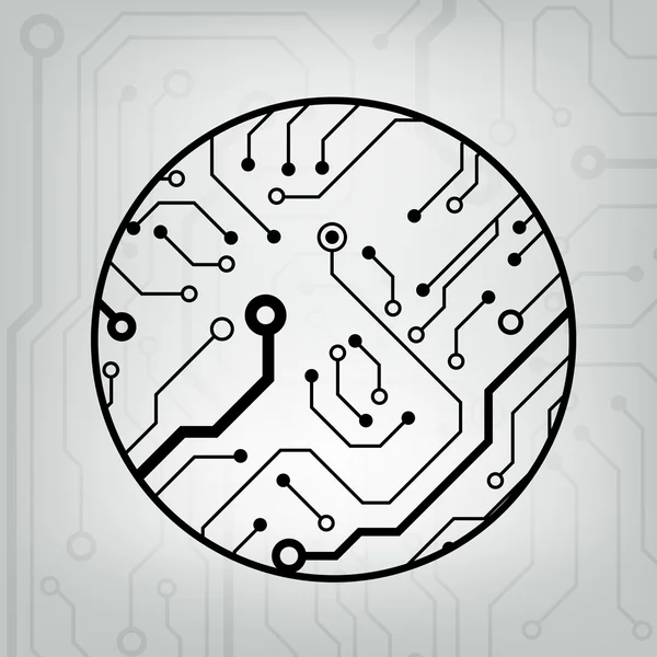 Eps10 vector zwart en grijs circuit cirkel bal achtergrond — Stockvector