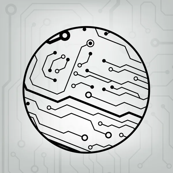 Eps10 vector zwart en grijs circuit cirkel bal achtergrond — Stockvector