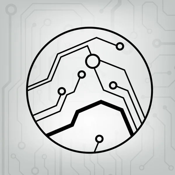 Eps10 vector zwart en grijs circuit cirkel bal achtergrond — Stockvector