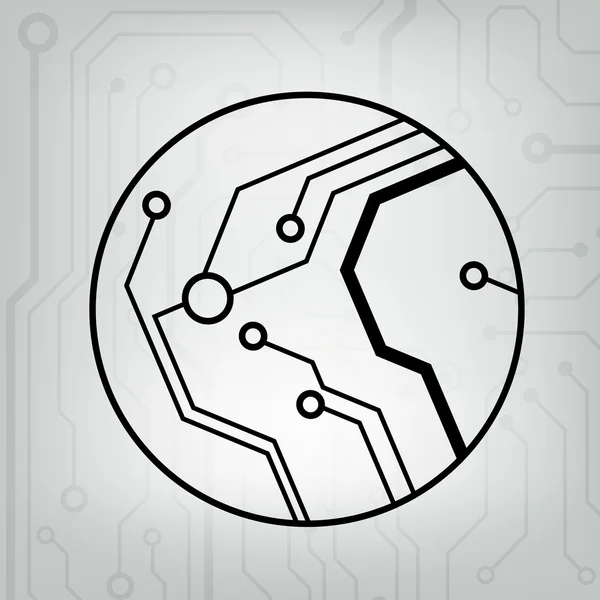 Eps10 vector zwart en grijs circuit cirkel bal achtergrond — Stockvector