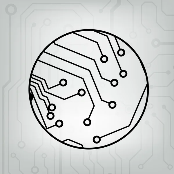 Eps10 vector zwart en grijs circuit cirkel bal achtergrond — Stockvector