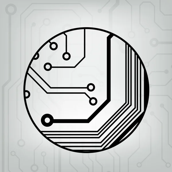 Eps10 vector zwart en grijs circuit cirkel bal achtergrond — Stockvector