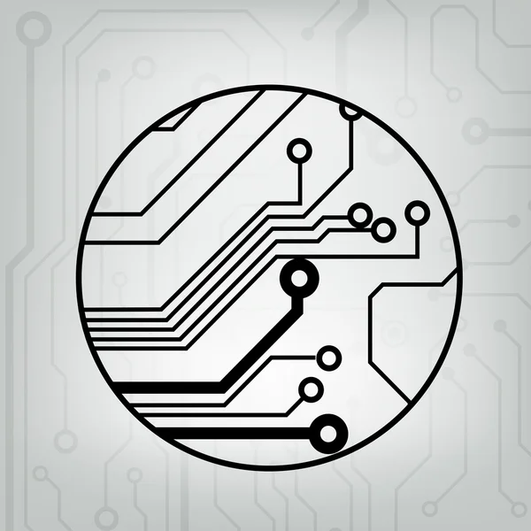 Eps10 vector zwart en grijs circuit cirkel bal achtergrond — Stockvector