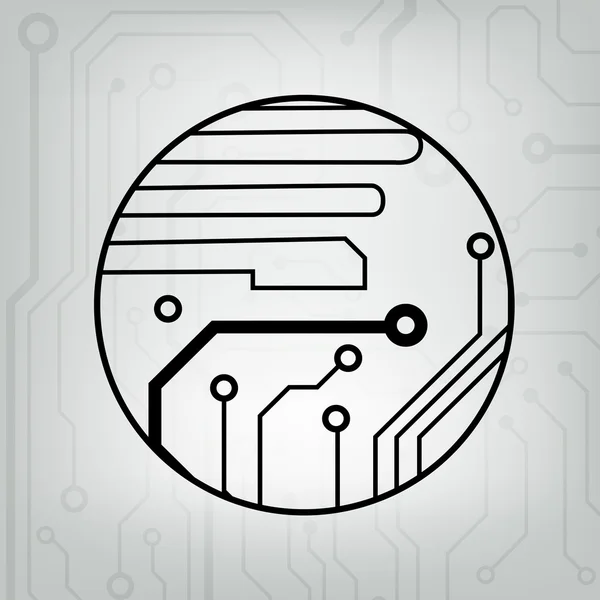 Eps10 vector zwart en grijs circuit cirkel bal achtergrond — Stockvector