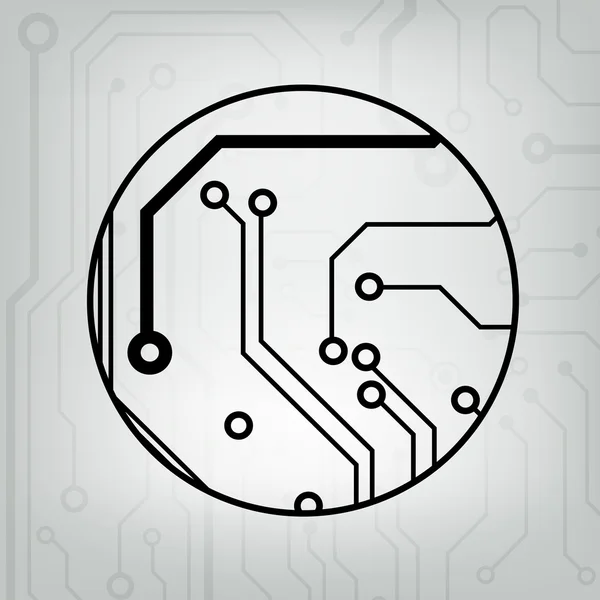 Eps10 vector zwart en grijs circuit cirkel bal achtergrond — Stockvector