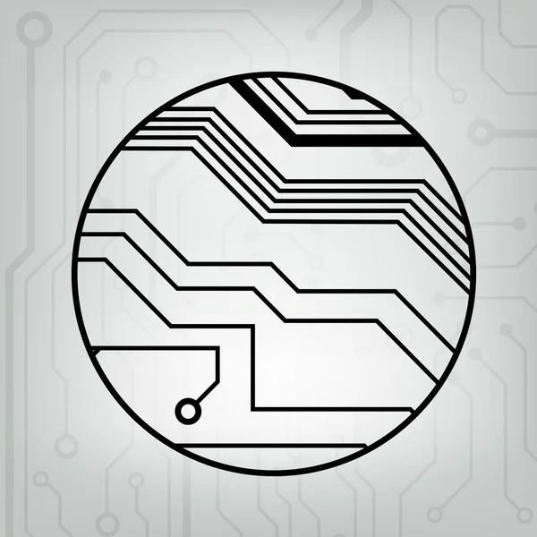 Eps10 vector zwart en grijs circuit cirkel bal achtergrond — Stockvector