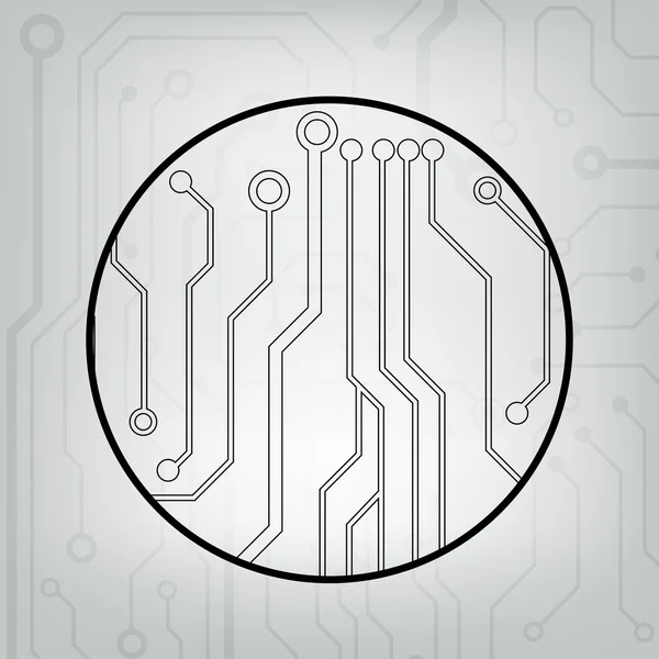 Eps10 vector zwart en grijs circuit cirkel bal achtergrond — Stockvector