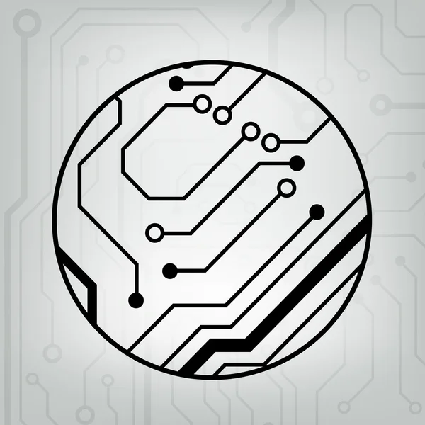 Eps10 vector zwart en grijs circuit cirkel bal achtergrond — Stockvector