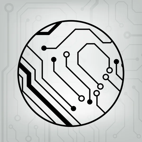 Eps10 vector zwart en grijs circuit cirkel bal achtergrond — Stockvector