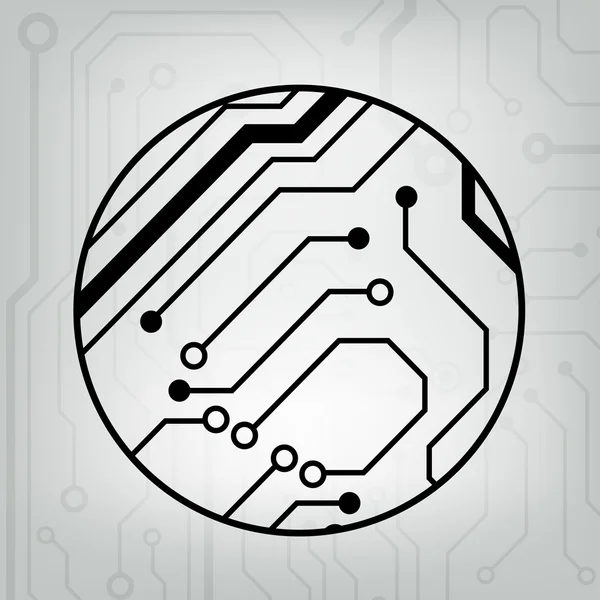 Eps10 vector zwart en grijs circuit cirkel bal achtergrond — Stockvector