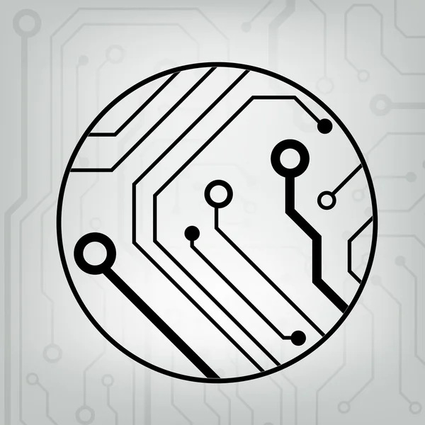 Eps10 vector zwart en grijs circuit cirkel bal achtergrond — Stockvector