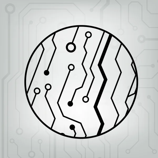 Eps10 vector zwart en grijs circuit cirkel bal achtergrond — Stockvector