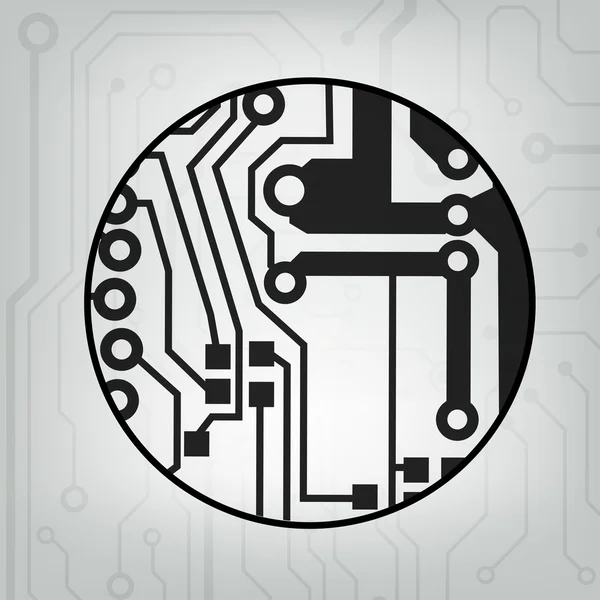 Eps10 vector zwart en grijs circuit cirkel bal achtergrond — Stockvector