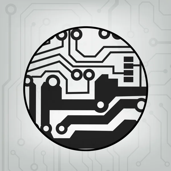 Eps10 vector zwart en grijs circuit cirkel bal achtergrond — Stockvector