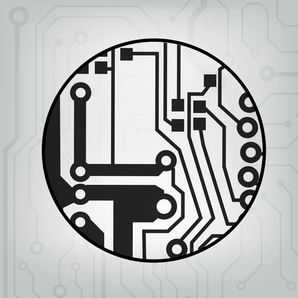 Eps10 vector zwart en grijs circuit cirkel bal achtergrond — Stockvector