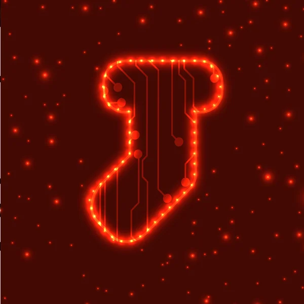 Calcetín de Navidad en el fondo de estilo placa de circuito. ilustración vectorial eps10 — Vector de stock
