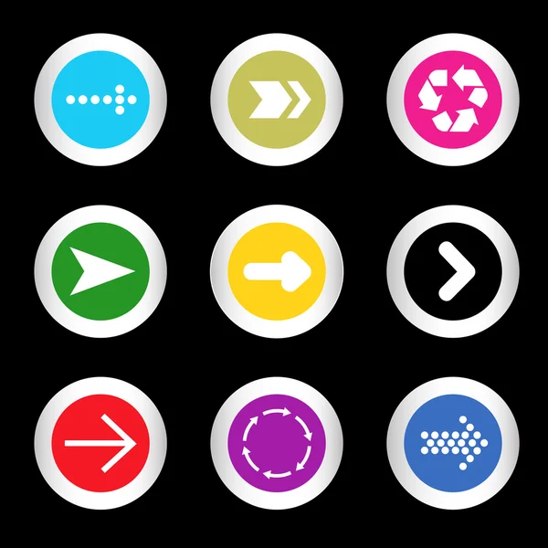 Simple icon set of arrows on buttons in different colors in modern style. eps10 vector illustration — Stock Vector