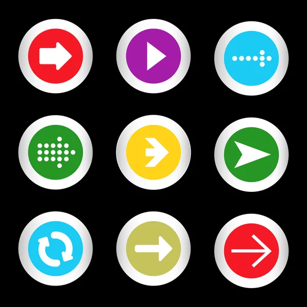 Simple icon set of arrows on buttons in different colors in modern style. eps10 vector illustration — Stock Vector