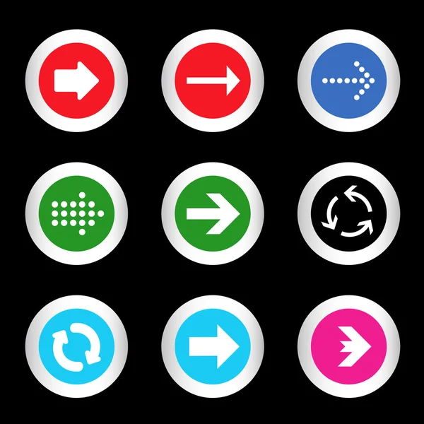 Ensemble d'icônes simples de flèches sur des boutons de différentes couleurs dans un style moderne. illustration vectorielle eps10 — Image vectorielle