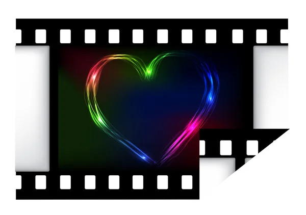 Corazón de San Valentín sobre fondo de tira de película. ilustración vectorial eps10 — Vector de stock