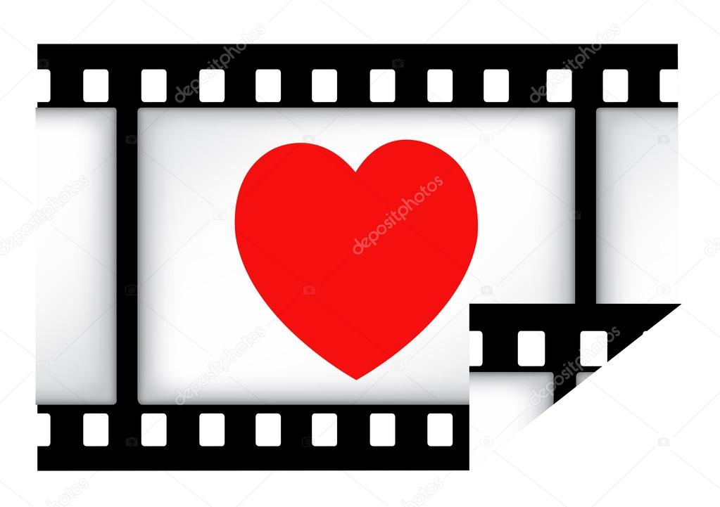 Valentine's day heart on film strip background. eps10 vector illustration