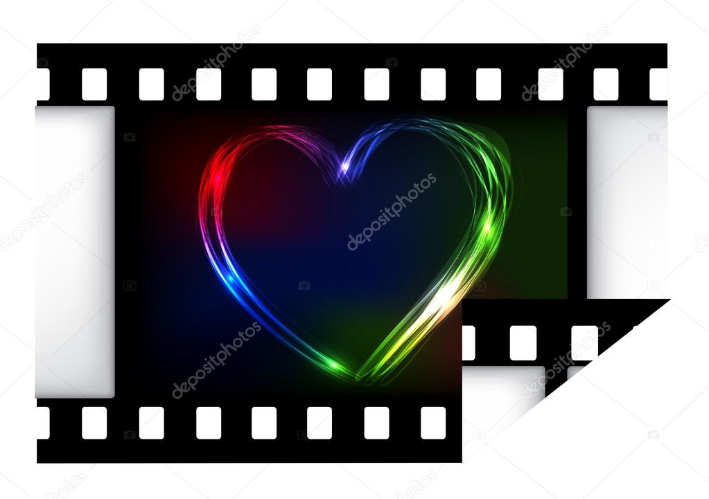 Valentine's day heart on film strip background. eps10 vector illustration