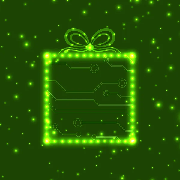 EPS10 circuit board christmas gift box background — Stock Vector