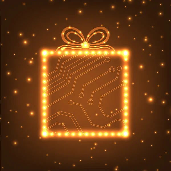 EPS10 circuit board christmas gift box background — Stock Vector