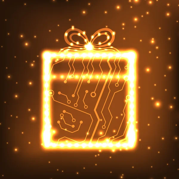 EPS10回路基板クリスマスギフトボックスの背景 — ストックベクタ
