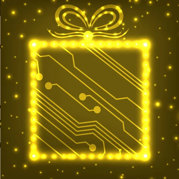 EPS10 circuit board christmas gift box background — Stock Vector